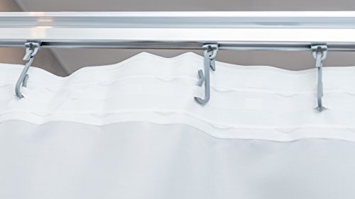 KS Handel 24 Textil DUSCHVORHANG Weiss 120x200 cm MIT GARDINENBAND UND Haken GARDINE FENSTERVORHANG Shower Curtain White von KS Handel 24