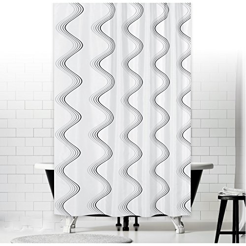 TEXTIL DUSCHVORHANG WEISS GRAU SCHWARZ WAVER 180x200 cm INKL. RINGE 180 x 200! SHOWER CURTAIN WHITE, GREY, BLACK! von KS Handel 24