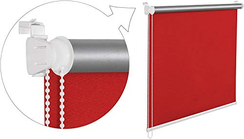 KS Handel 24 THERMOROLLO VERDUNKLUNGSROLLO 75x200 cm ROT FENSTERROLLO MIT THERMOBESCHICHUNG 100% ABDUNKLUNG INKL. SEILZUGHALTER von KS Handel 24