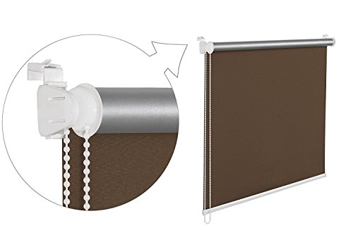 THERMOROLLO VERDUNKLUNGSROLLO 85x200 cm SCHOKO BRAUN FENSTERROLLO MIT THERMOBESCHICHUNG 100% ABDUNKLUNG INKL. SEILZUGHALTER von KS Handel 24