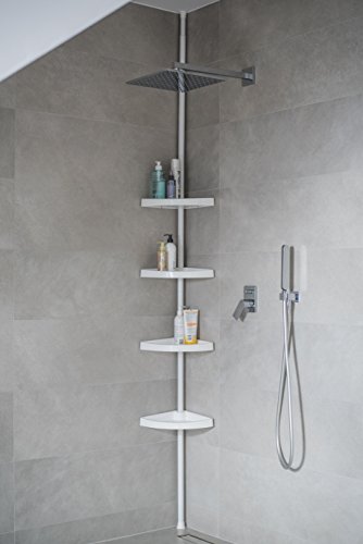 BADREGAL TELESKOPREGAL 4 BÖDEN WEISS 70-290 CM LANG ECKREGAL DUSCHABLAGE DUSCHREGAL von KS Handel 24