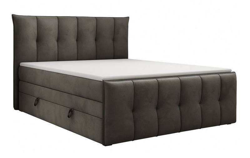 KS Home Concept Boxspringbett mit Bettkasten 120x200 cm, Taschenfederkern Matratze, Anthrazit (Bett + Topper), SUPREME Boxspringbett mit Bettkästen, Topper & Härtegrad H4 von KS Home Concept