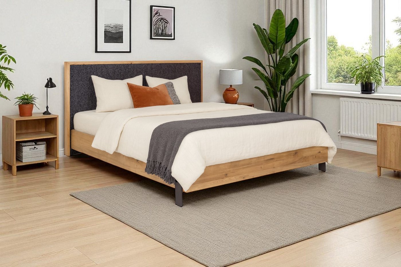 KS Home Concept Polsterbett 140x200cm PRATO mit Bonell Matratze H3, Holzrahmen und Perugia-Stoff (Bett + Matraze), Polsterbett min Matraze Härtegrad H3/H4 von KS Home Concept