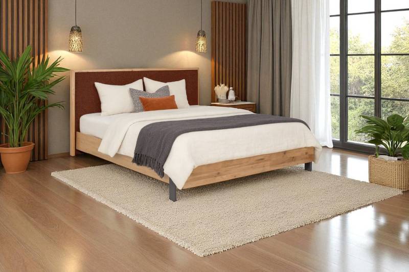 KS Home Concept Polsterbett 140x200cm PRATO mit Pocket Matratze H4, Holzrahmen und Perugia-Stoff (Bett + Matraze), Polsterbett min Matraze Härtegrad H3/H4 von KS Home Concept