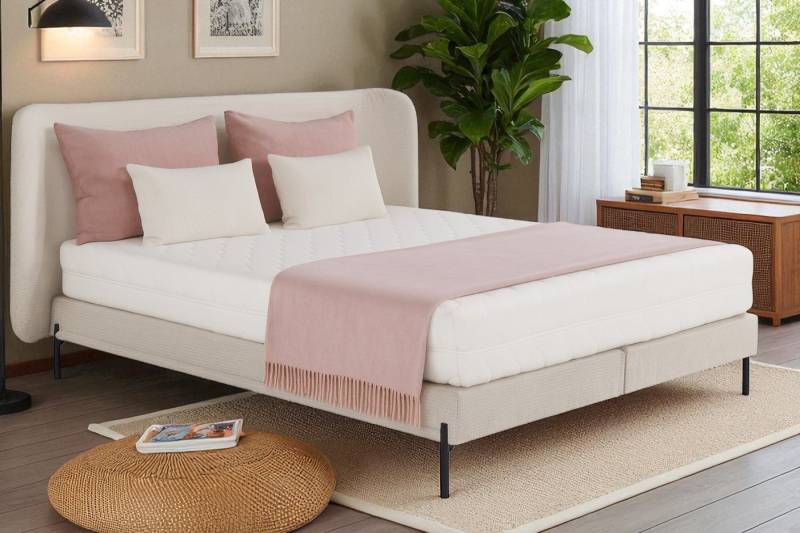 KS Home Concept Polsterbett 140x200cm SIERRA mit Pocket Matratze H4, Holzrahmen und Artico-Stoff (Bett + Matraze), Polsterbett min Matraze Härtegrad H3/H4 von KS Home Concept