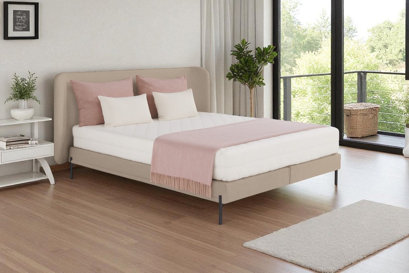 KS Home Concept Polsterbett 140x200cm SIERRA mit Pocket Matratze H4, Holzrahmen und Artico-Stoff (Bett + Matraze), Polsterbett min Matraze Härtegrad H3/H4 von KS Home Concept