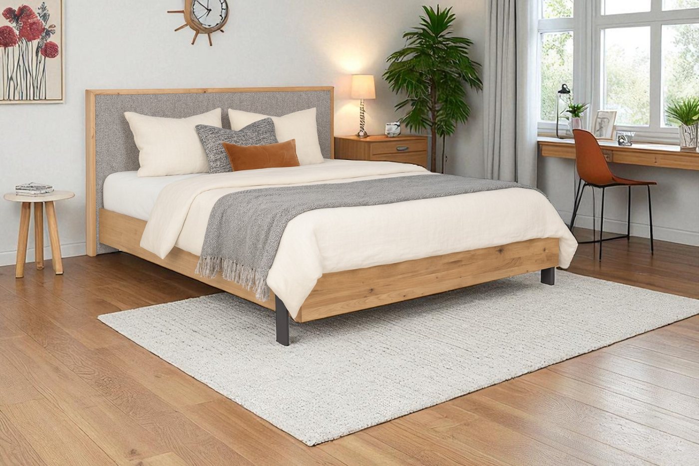 KS Home Concept Polsterbett 160x200cm PRATO mit Bonell Matratze H3, Holzrahmen und Perugia-Stoff (Bett + Matraze), Polsterbett min Matraze Härtegrad H3/H4 von KS Home Concept