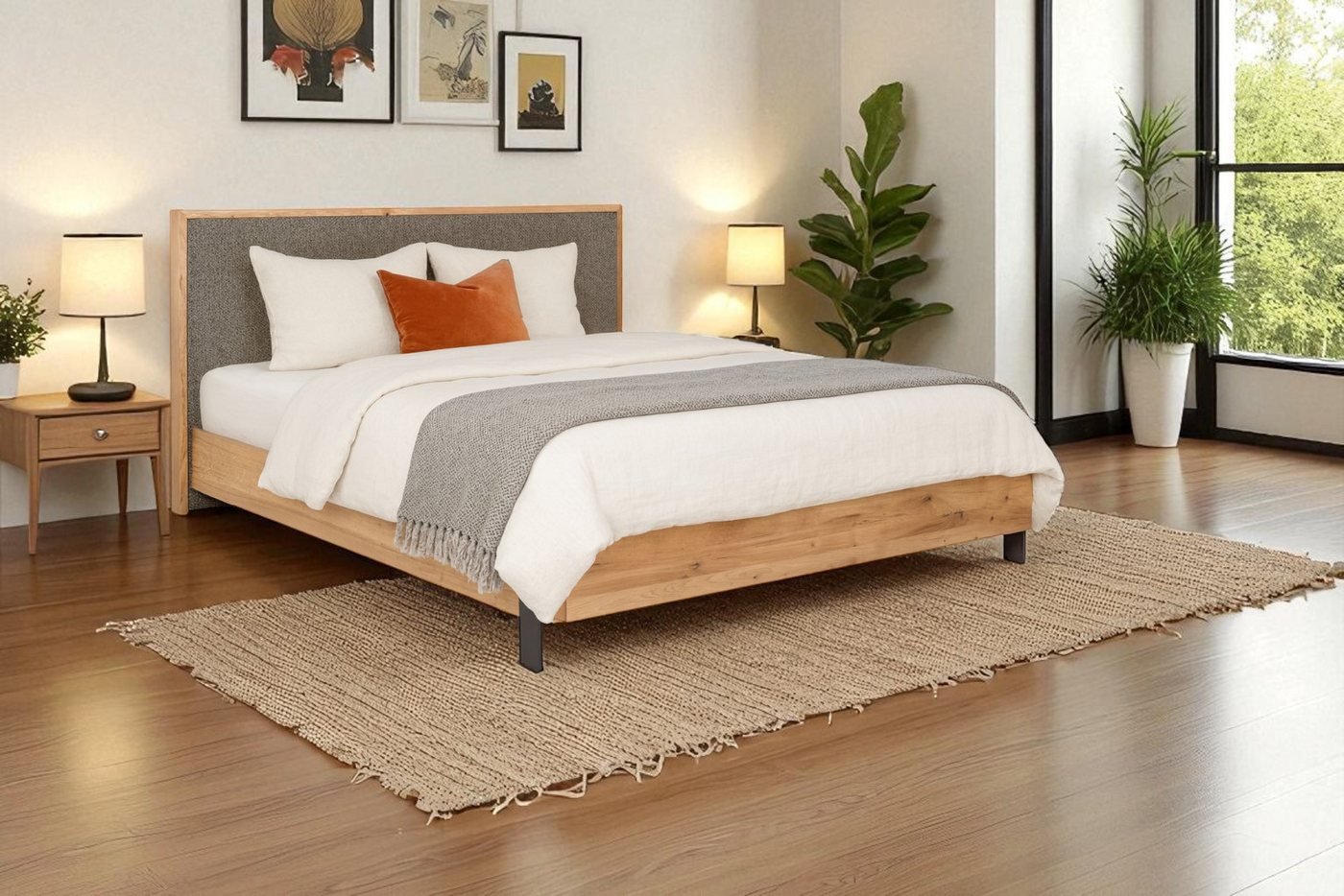 KS Home Concept Polsterbett 180x200cm PRATO mit Pocket Matratze H4, Holzrahmen und Perugia-Stoff (Bett + Matraze), Polsterbett min Matraze Härtegrad H3/H4 von KS Home Concept