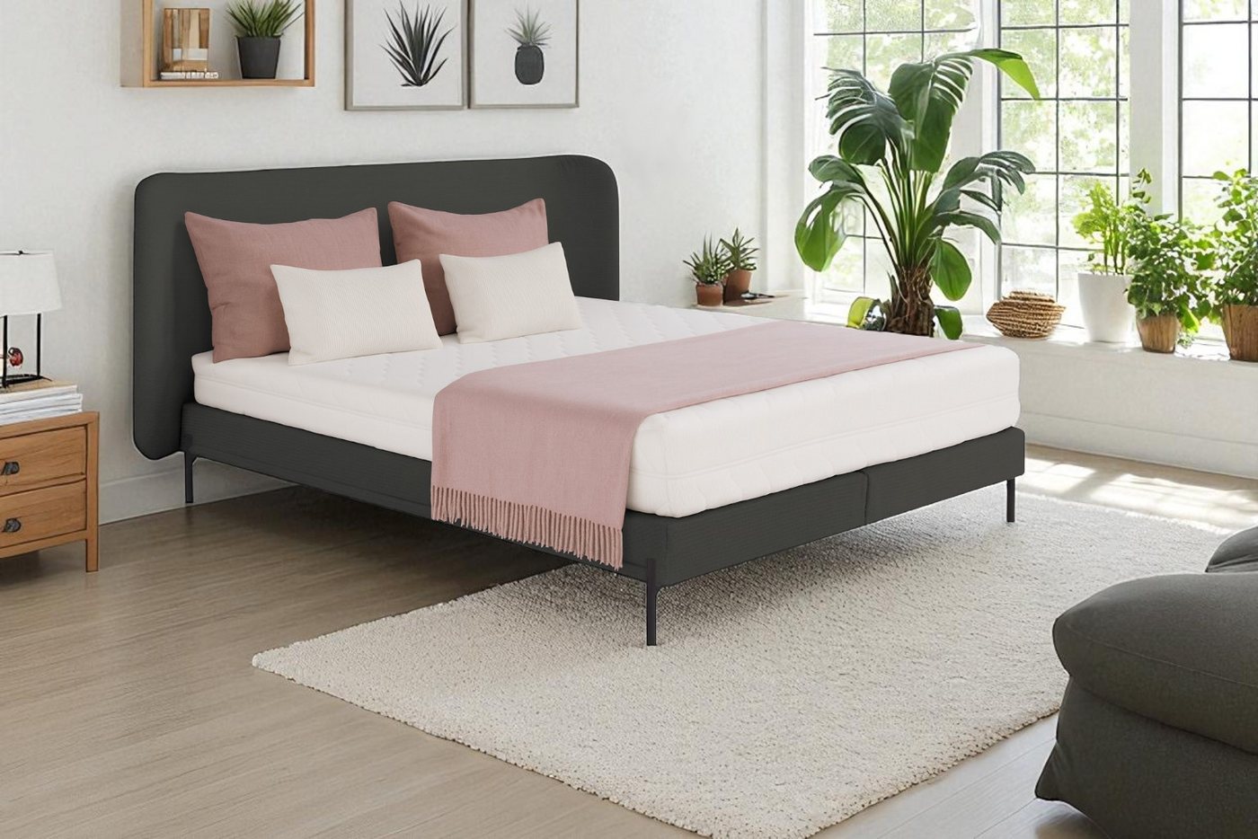 KS Home Concept Polsterbett 180x200cm SIERRA mit Pocket Matratze H4, Holzrahmen und Artico-Stoff (Bett + Matraze), Polsterbett min Matraze Härtegrad H3/H4 von KS Home Concept