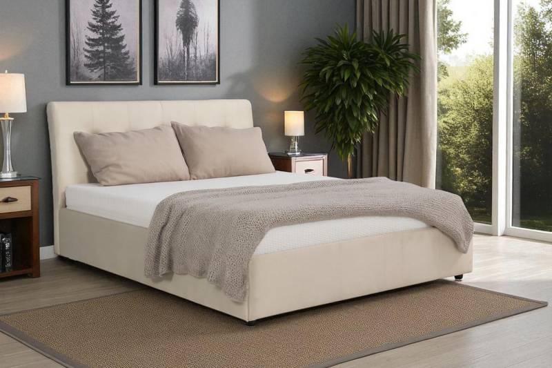 KS Home Concept Polsterbett mit Bettkasten 140x200 cm SOLIS mit Bonell Matratze H3 (Bett + Matraze), Polsterbett mit Matraze Härtegrad H3/H4 von KS Home Concept