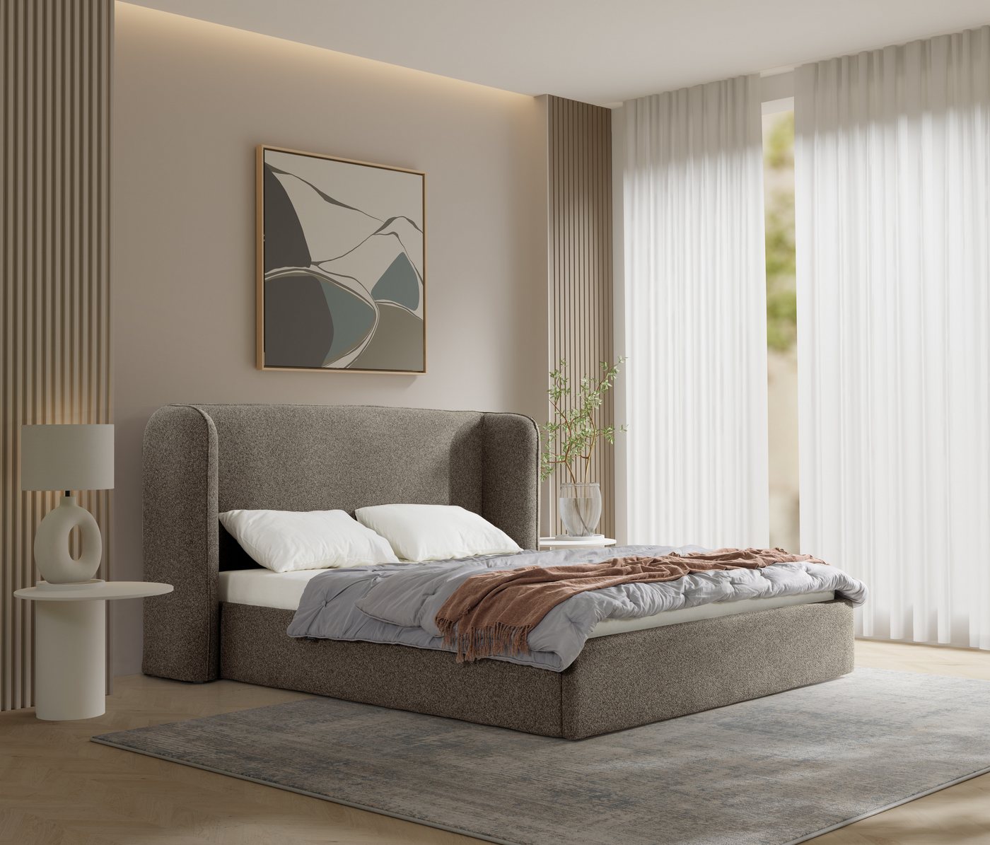 KS Home Concept Polsterbett mit Bettkasten 160x200 cm VELUNA mit Pocket Matratze H4 (Bett + Matraze), Polsterbett min Matraze Härtegrad H3/H4 von KS Home Concept