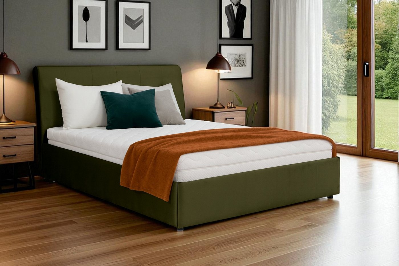 KS Home Concept Polsterbett mit Bettkasten 180x200 cm SOLIS mit Pocket Matratze H4 (Bett + Matraze), Polsterbett mit Matraze Härtegrad H3/H4 von KS Home Concept