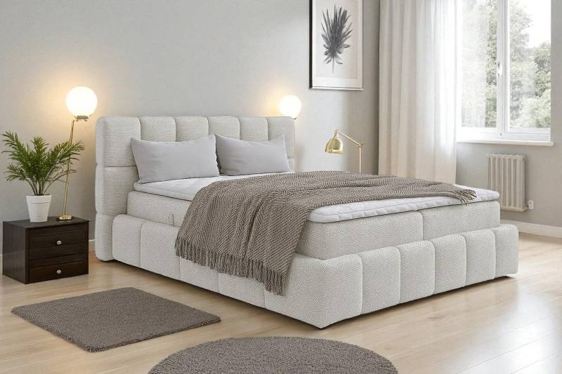 KS Home Concept Polsterbett mit Bonell Matratze H3 und Topper - Zwei Bettkasten 180x200 cm (Bett + Matratze + Topper), Bett mit zwei seitlich zu öffnenden Kästen von KS Home Concept