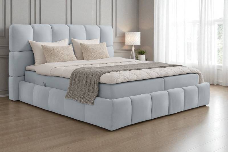 KS Home Concept Polsterbett mit Taschen Matratze H4 und Topper - Zwei Bettkasten 160x200 cm (Boxspringbett + Matratze + Topper), Bett mit zwei seitlich zu öffnenden Kästen von KS Home Concept