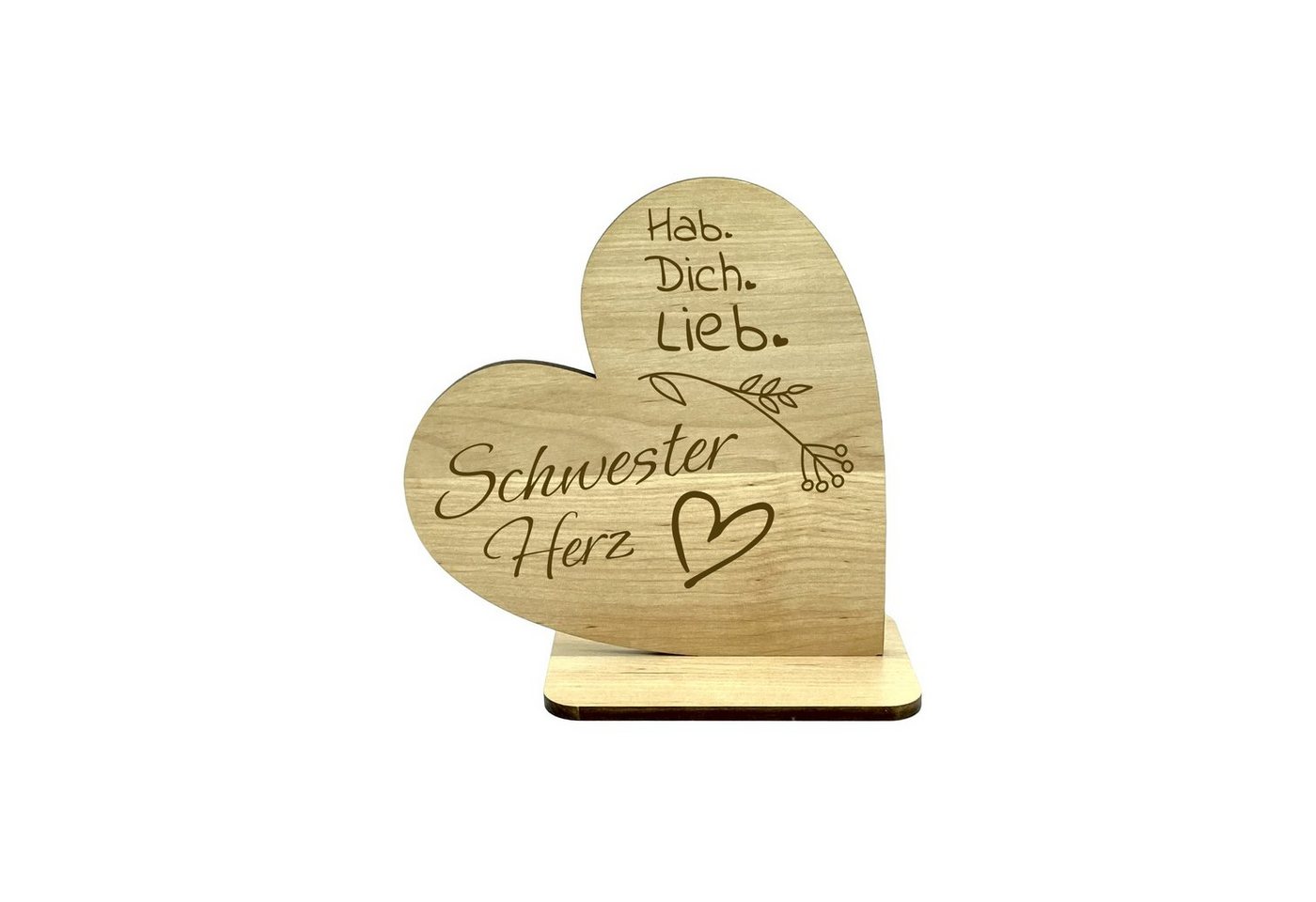 KS Laserdesign Dekofigur Deko Herz Holz mit Gravur - Schwesterherz - Geschenke für Schwester, Lasergravur von KS Laserdesign