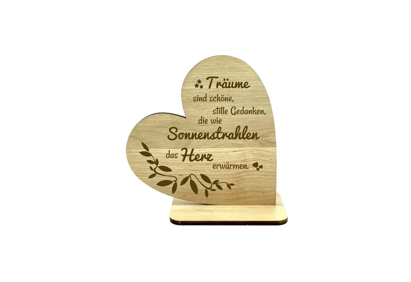 KS Laserdesign Dekofigur Deko Herz mit Spruch '' Träume '' (1-tlg), Geschenkidee, Geburtstagsgeschenke für Frauen & Männer von KS Laserdesign