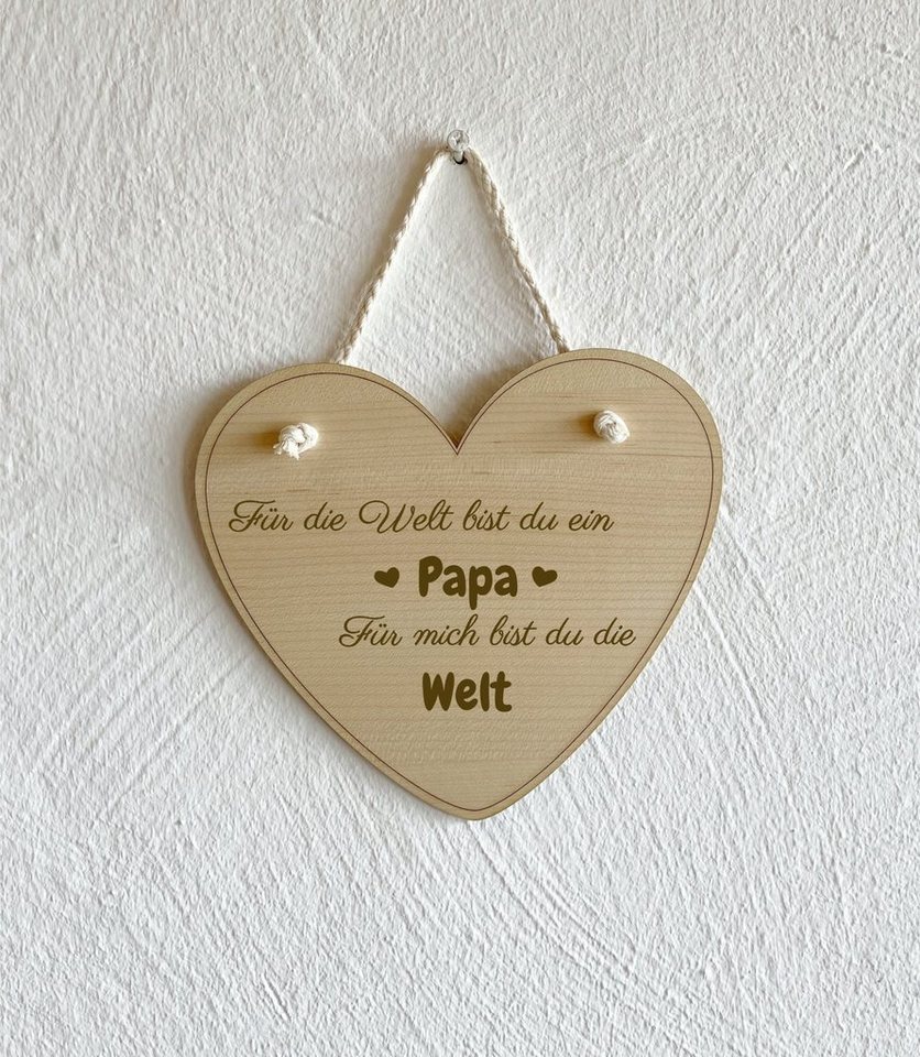 KS Laserdesign Dekohänger Deko Herz ''für die Welt bist du ein Papa für mich die Welt'' (1-tlg), Geschenkidee, Vatertag, Geburtstag von KS Laserdesign