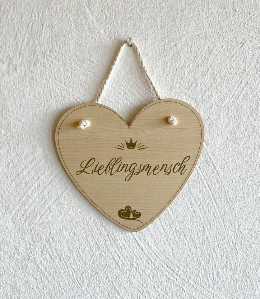 KS Laserdesign Dekohänger Deko Herz zum Hängen mit Gravur  Lieblingsmensch " - Geschenke für Frauen & Männer, Geburtstag, beste Freunde & Freundinnen, Holzherz aus Ahorn" von KS Laserdesign