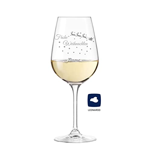 Leonardo Weinglas - Frohe Weihnachten - personalisiert mit Name | Geschenkidee Weihnachten | beste Freunde | Geschenke für Mama & Papa | Glas 450ml von KS Laserdesign