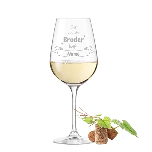 Leonardo Weinglas mit Gravur - coolster Bruder - Name personalisiert | Geschenkidee | Lieblingsbruder | Geburtstag | Weihnachten | Glas 450ml von KS Laserdesign