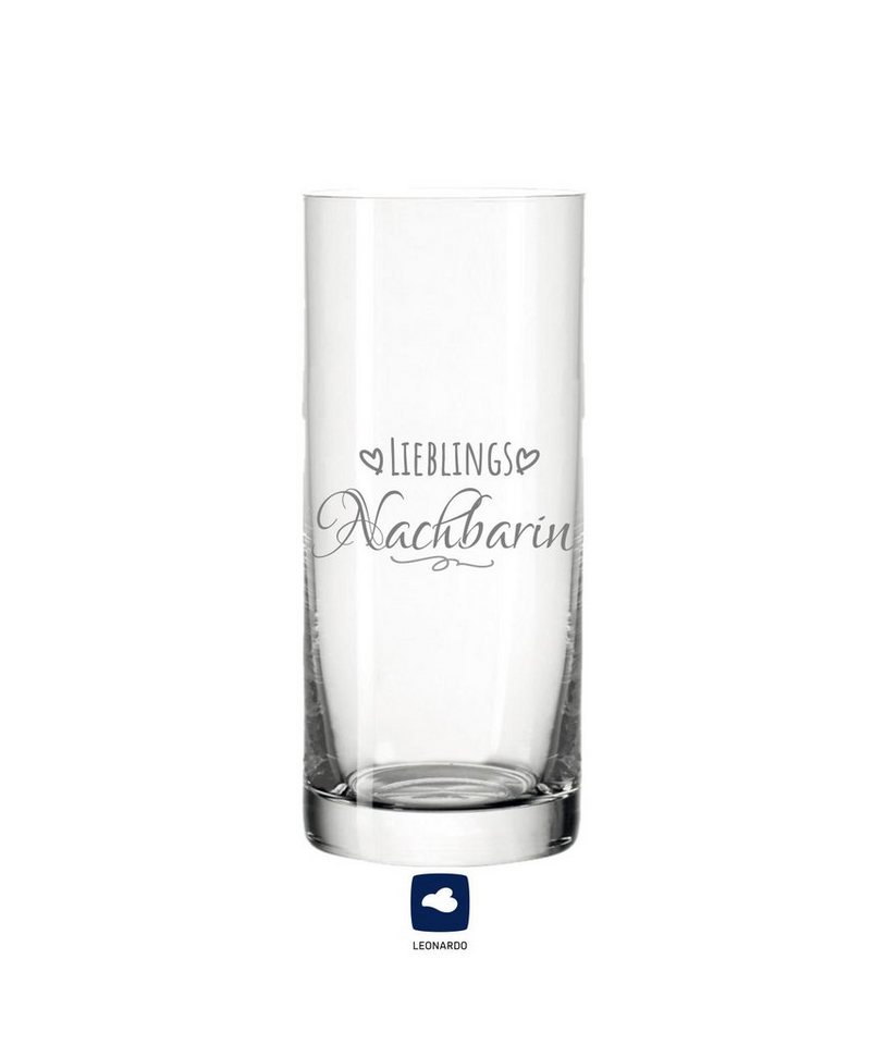 KS Laserdesign Longdrinkglas Leonardo Glas mit Gravur Lieblingsnachbarin - Geschenke für die beste Nachbarin der Welt, Freundschaft, Geburtstag, Weihnachten, TEQTON Glas, Lasergravur von KS Laserdesign