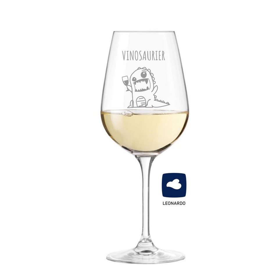 KS Laserdesign Weinglas Leonardo Weißweinglas mit Gravur '' Vinosaurier '' - witzige Geschenke für Frauen & Männer, beste Freunde, Weinliebhaber & Genießer, Geburtstag, Weihnachten, TEQTON Glas, Glas, Lasergravur von KS Laserdesign