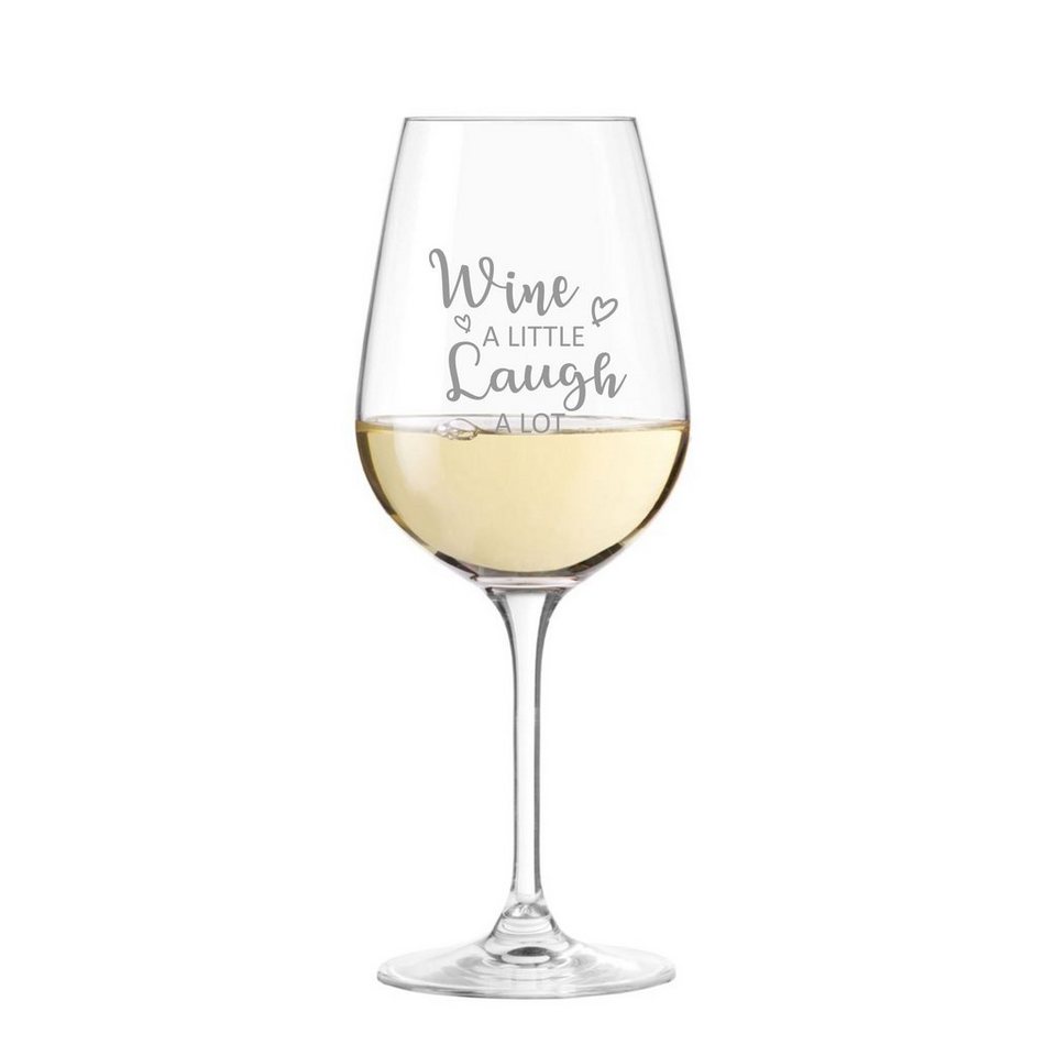 KS Laserdesign Weinglas Leonardo Weißweinglas mit Gravur wine a little laugh a lot" - Geschenke für Männer & Frauen, Freunde & Freundin, Geburtstag, Weihnachten, Weinliebhaber, TEQTON Glas, Glas" von KS Laserdesign