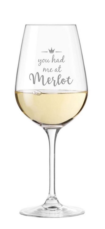 KS Laserdesign Weinglas Leonardo Weißweinglas mit Gravur you had me at merlot" - witzige Geschenke für Weinliebhaber, Frauen & Männer, beste Freunde & Freundin, Weihnachten, Geburtstag, TEQTON Glas, Glas, Lasergravur" von KS Laserdesign