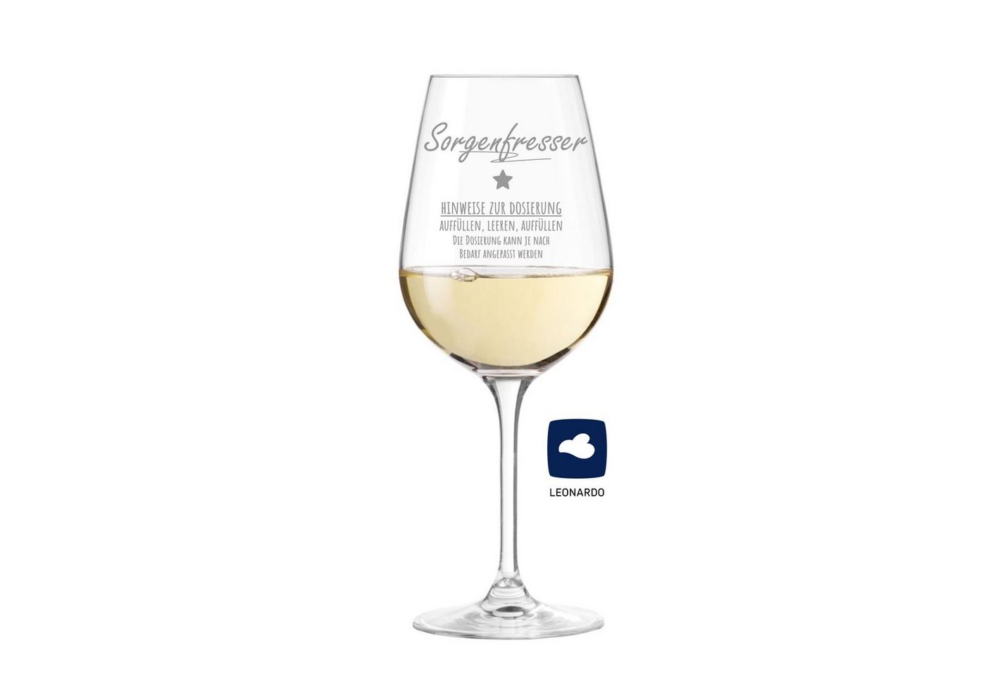 KS Laserdesign Weinglas Leonardo mit Gravur - Sorgenfresser- Geschenke für Weinliebhaber, Glas, Lasergravur von KS Laserdesign