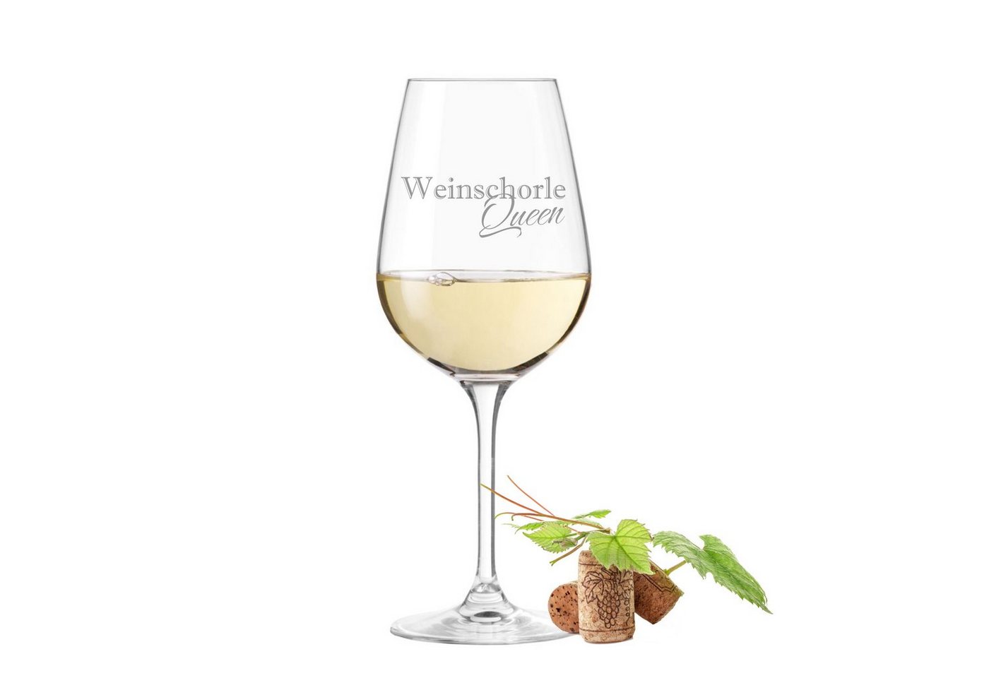 KS Laserdesign Weinglas Leonardo mit Gravur - Weinschorle Queen - Geschenkidee, Glas, Lasergravur von KS Laserdesign