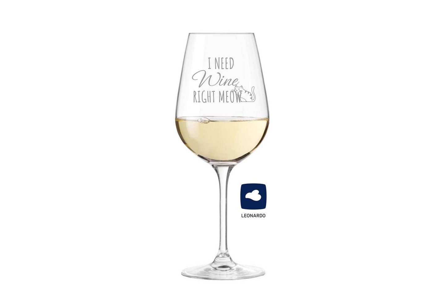 KS Laserdesign Weinglas Leonardo mit Gravur '' i need wine right meow'' Weinliebhaber, Glas, Lasergravur von KS Laserdesign