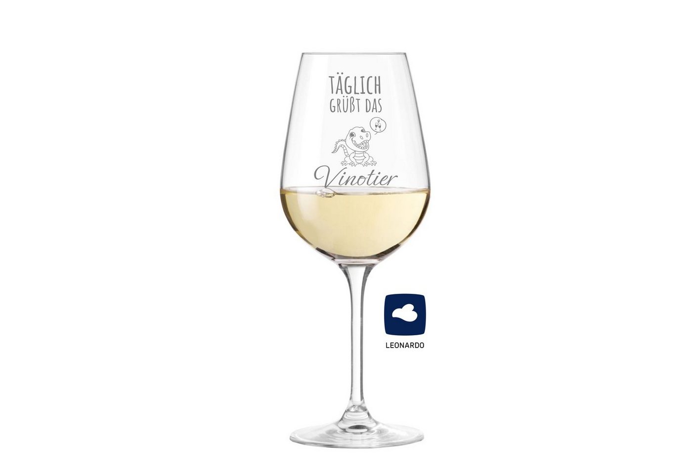 KS Laserdesign Weißweinglas Leonardo Weinglas mit Gravur ''täglich grüßt das Vinotier''- witzige Geschenke für Frauen & Männer, beste Freunde & Freundinnen, Weinliebhaber, Geburtstag, TEQTON Glas, Lasergravur von KS Laserdesign