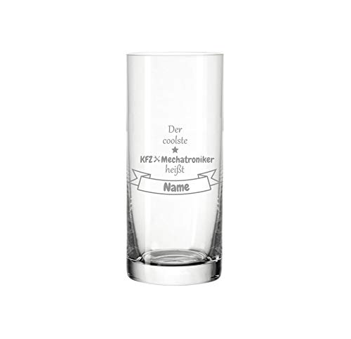 Leonardo Wasserglas '' der coolste KFZ-Mechatroniker heißt '' persönliche Gravur - Glas mit Name personalisiert, Geschenkidee, bester Kollege, Geburtstag von KS Laserdesign