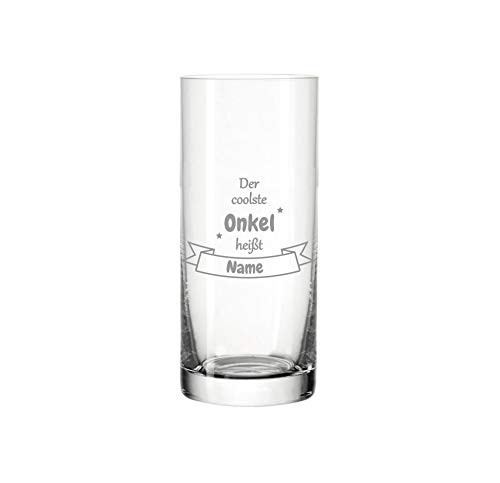 Leonardo Wasserglas '' der coolste Onkel heißt '' persönliche Gravur - Trinkglas personalisiert mit Name, Geschenkidee, Geburtstag von KS Laserdesign
