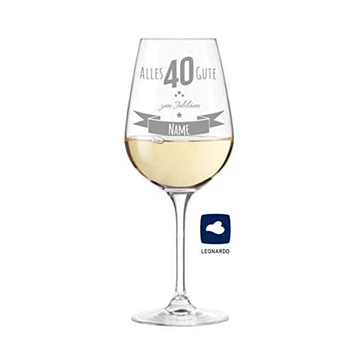 Leonardo Weinglas mit Gravur '' zum 40 jährigen Jubiläum '' - Name wählbar, Geschenke für Frauen & Männer, Hochzeit, zum Jahrestag oder Hochzeit, beste Chefin & Chef von KS Laserdesign