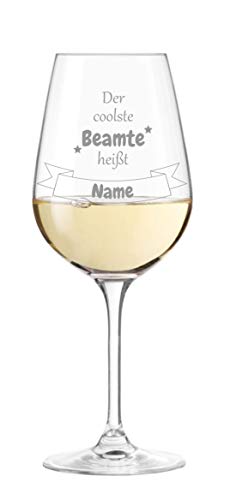 Leonardo Weinglas mit Spruch '' der coolste Beamte heißt '' persönliche Gravur - Wunschname wählbar, Geschenke, Geburtstag, Lieblingskollege von KS Laserdesign