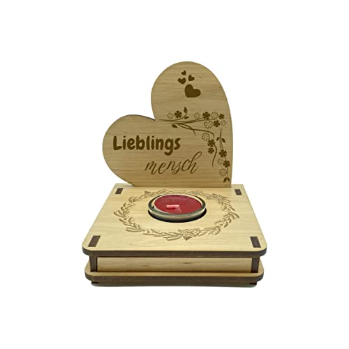 Teelichthalter mit Gravur '' Lieblingsmensch '' - Geschenke für Frauen & Männer, Mama & Papa sowie Freunde & Freundin, Geburtstag, Weihnachten von KS Laserdesign