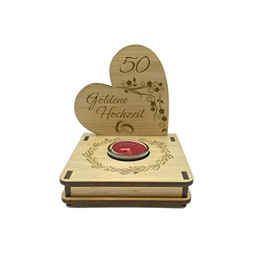 Teelichthalter mit Gravur zur '' goldenen Hochzeit '' - Geschenke zum 50. Ehe Jubiläum, für Frauen & Männer, Goldhochzeit, Hochzeitstag von KS Laserdesign