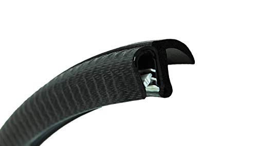 SMI-Dichtungsprofil DF18 für 1-3,5mm PVC mit Stahleinlage/EPDM Moosgummi selbstklemmend ohne Kleber - Kantenschutz mit Fahne seitlich Dichtung, Kantenschutzdichtprofil für Auto, Kofferraum (5 m) von SMI
