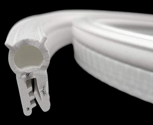 SMI-Dichtungsprofil DO21 für 1-4mm Silikon mit Drahteinlage Weiß selbstklemmend ohne Kleber - Kantenschutz mit Dichtung oben, Kantenschutzdichtprofil für Auto, Kofferraum (3 m) von SMI