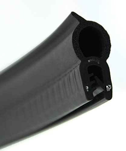DO27 Dichtungsprofil von SMI-Kantenschutzprofi mit Dichtung oben - Klemmbereich 1-2,5 mm - Klemmprofil und Dichtung aus EPDM Moosgummi - einfache Montage, selbstklemmend ohne Kleber (5 m) von SMI