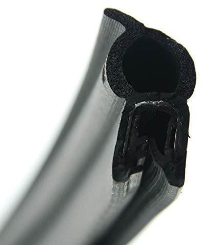 SMI-Dichtungsprofil DO6 für 2-4mm EPDM Moosgummi/Vollgummi mit Stahleinlage selbstklemmend ohne Kleber - Kantenschutz mit Dichtung oben, Kantenschutzdichtprofil für Auto, Kofferraum (10 m) von SMI