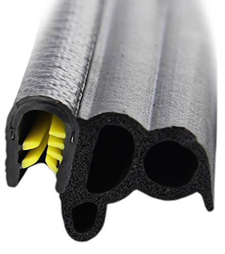SMI-Dichtungsprofil DS3 für 1-4mm PVC mit Stahleinlage/EPDM Moosgummi selbstklemmend ohne Kleber - Kantenschutz mit Dichtung seitlich, Kantenschutzdichtprofil für Auto, Kofferraum (5 m) von SMI