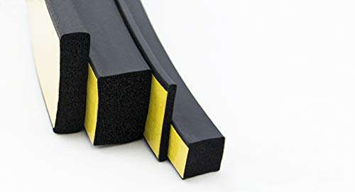 K-VKP2x15-B Vierkantprofil von SMI-Kantenschutzprofi in Schwarz aus EPDM Moosgummi mit Kleberücken (als Montagehilfe) - Moosgummidichtung klebend mit Klebefläche - Maße: 2x15 mm (100 m) von SMI