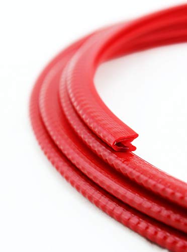 KS1-2RG Kantenschutzprofil von SMI-Kantenschutzprofi - PVC Gummi Klemmprofil - Klemmbereich 1-2 mm - Stahleinlage - Kantenschutz - Rot glänzend - einfache Montage, selbstklemmend ohne Kleber (1 m) von SMI