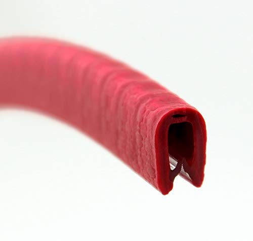 KS1-2RR Kantenschutzprofil von SMI-Kantenschutzprofi - PVC Gummi Klemmprofil - Klemmbereich 1-2 mm - Stahleinlage - Kantenschutz - Rubin-Rot - einfache Montage, selbstklemmend ohne Kleber (10 m) von SMI