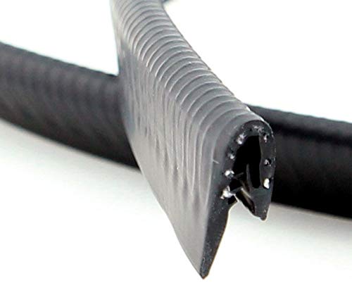 SMI-Kantenschutzprofil KSKL1-2S für 1-2mm PVC mit Stahleinlage Schwarz selbstklemmend ohne Kleber - Kantenschutz, Kederprofil, Kantenprofil, Kantenschutzleiste für Autotüren, Bleche (1 m) von SMI