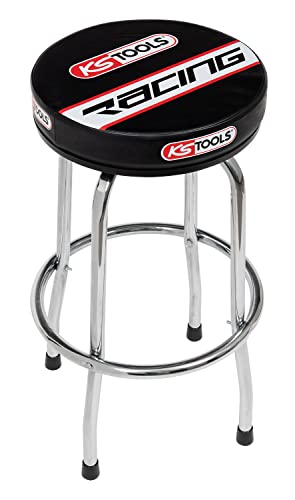 KS TOOLS 100137 – Hocker – bequemer Sitzschaum – Bezug waschbar – Höhe 75 cm – Durchmesser 37 cm – Gewicht 5,20 kg – Farbe Schwarz und Rot von KS Tools