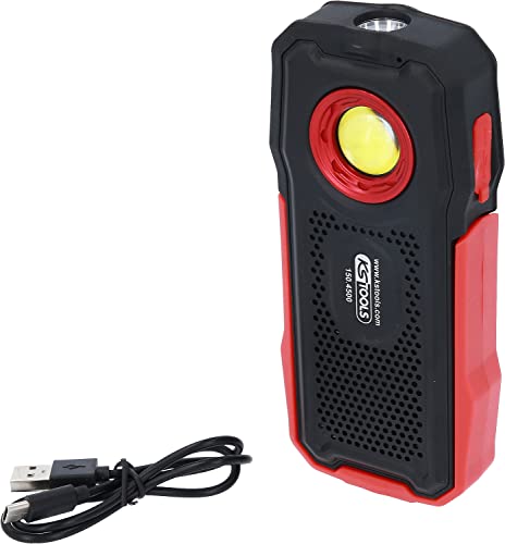 KS Tools 150.4500 Mobile Werkstatt-Handlampe | mit Bluetooth Lautsprecher | knickbar | 500 Lumen, Rot, Schwarz von KS Tools