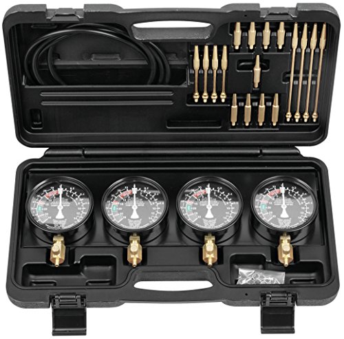 KS Tools 150.3600 Synchron-Vergaser-Testgerät mit 4 Synchronuhren, 28-tlg. von KS Tools